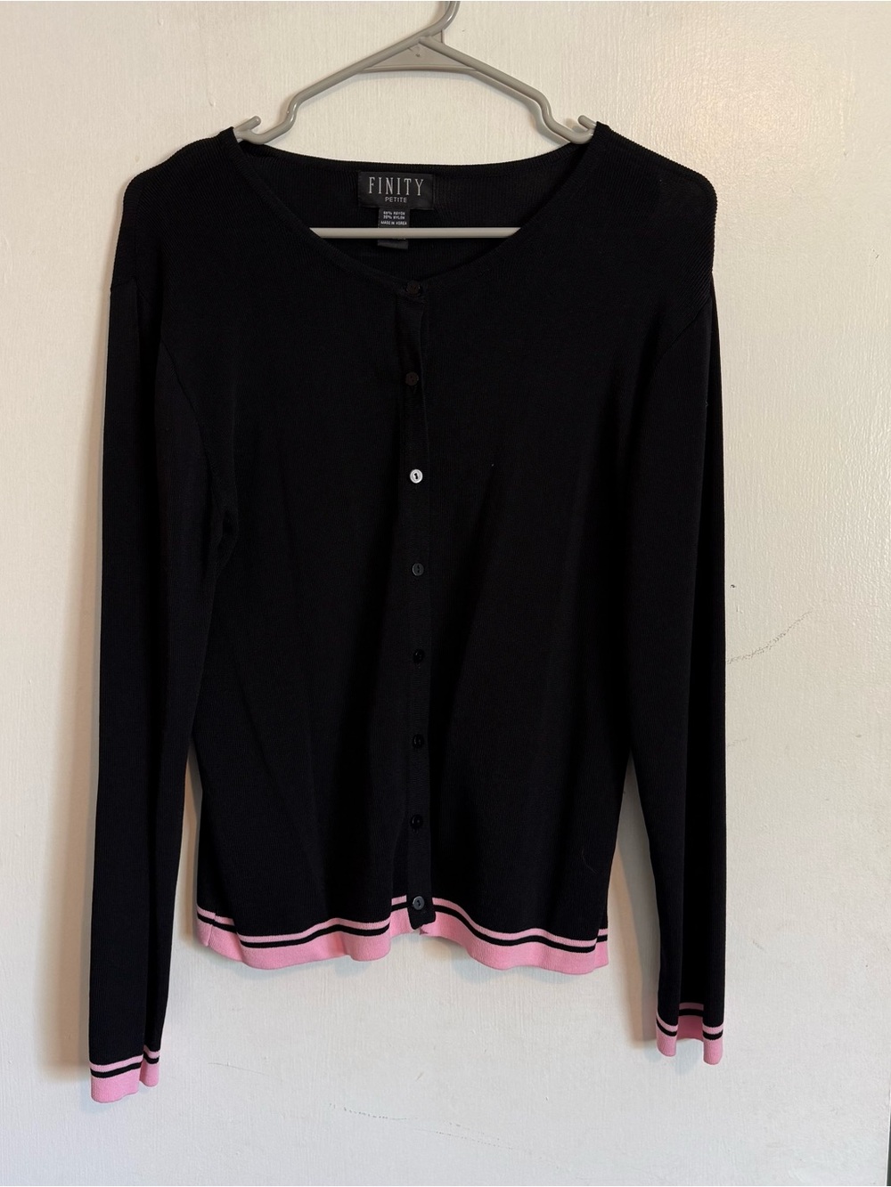 Y2K Finity black and pink cardigan sweater button down size PXL